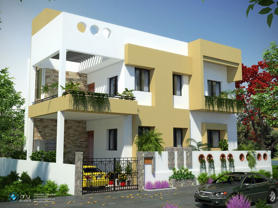 3D Exterior Architectural Rendering of Residential Building